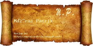 Mérai Patrik névjegykártya